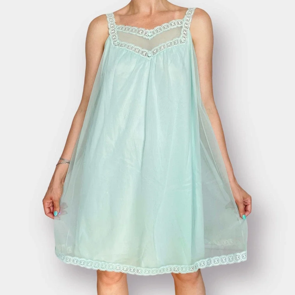 60s Vanity Fair‎ Seafoam Nightgown